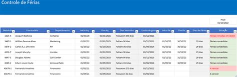 Planilha De Ferias Excel
