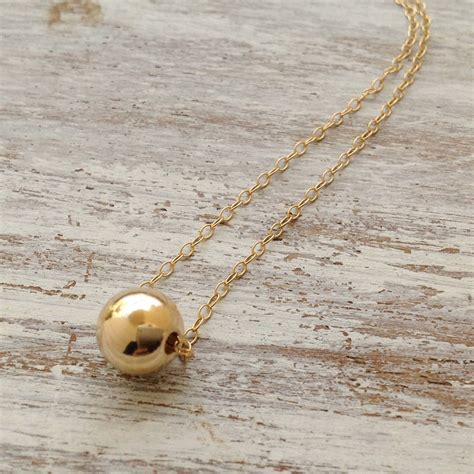 Gold Ball Necklacetiny Gold Ball Necklacesingle Gold Ball Etsy