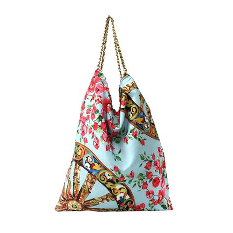 Dolce And Gabbana Hobo Fabric Bag With Chain Handles In Blue Lyst