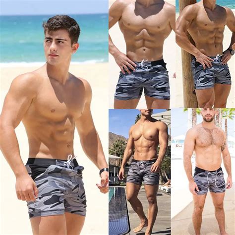 2018 New Men Swimwear Camouflage Swimming Shorts Slim Beach Underwear