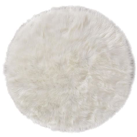 Latepis Sheepskin Faux Furry White Cozy Fuzzy Rugs 6 Ft 6 In Round