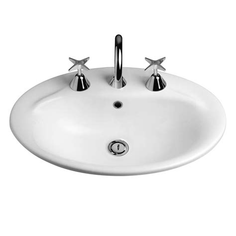 Caroma 565 X 395mm White Centro Vanity Basin With 3 Tap Holes Ebay