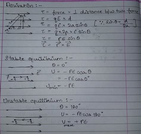 Q Derive Expression For Torque On A Dipole In Electric Field Also