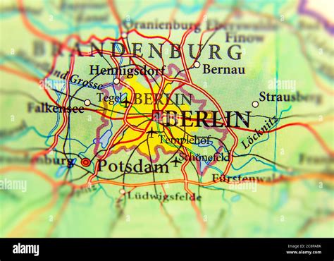 Geographic Map Of European Country Germany With Berlin City Stock Photo