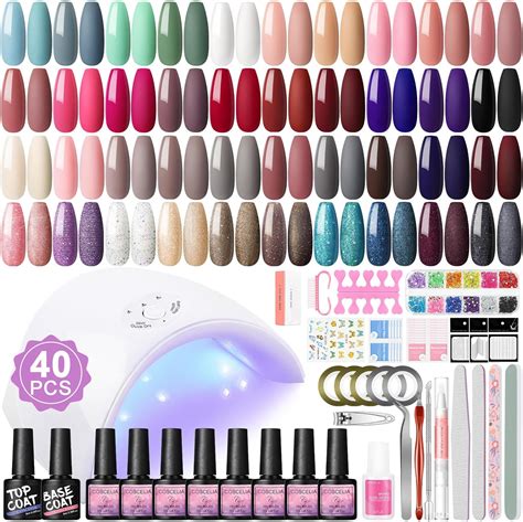 COSCELIA 40 Colors Gel Polish With 36W Nail Light Curing Gel Lamp For