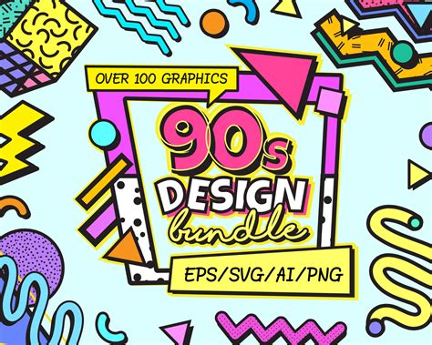 S Design Bundle Svg Ai Eps Png Memphis Graphics Nineties Etsy Canada