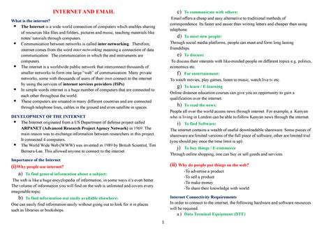 Internet And Email Basic Computer Skills As A Common Unit INTERNET