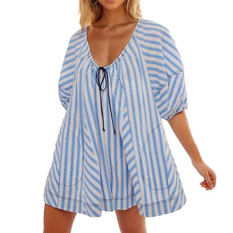 MOOTY Short Rompers For Women Striped Wide Leg Jumpsuits Summer Casual