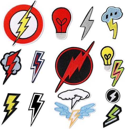 50 Pcs Black Lightning Iron On Patch Embroidered Patches Lightning Bolt Patch Sew