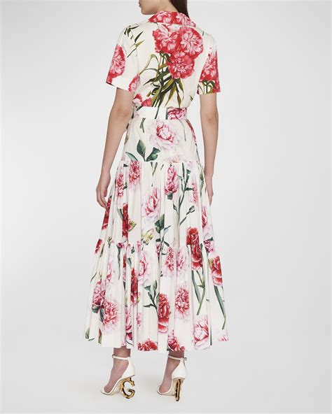 Dolce Gabbana Floral Print Tiered Maxi Skirt Neiman Marcus