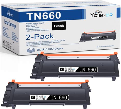 Yoisner Compatible Tn 660 Tn660 Black Toner Cartridge Replacement For Brother Tn660