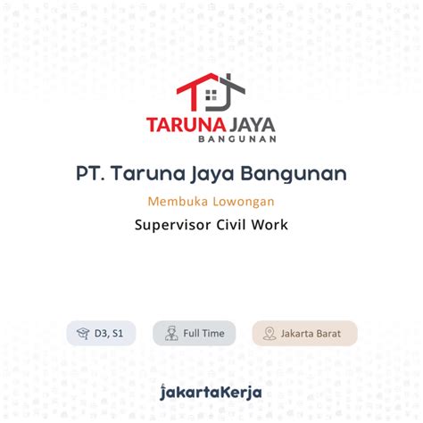 Lowongan Kerja Supervisor Civil Work Di Pt Taruna Jaya Bangunan