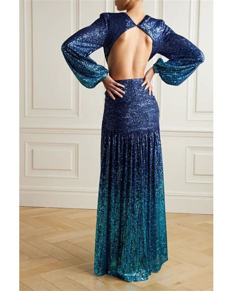 PATBO Cutout Ombré Sequined Mesh Gown in Blue Lyst