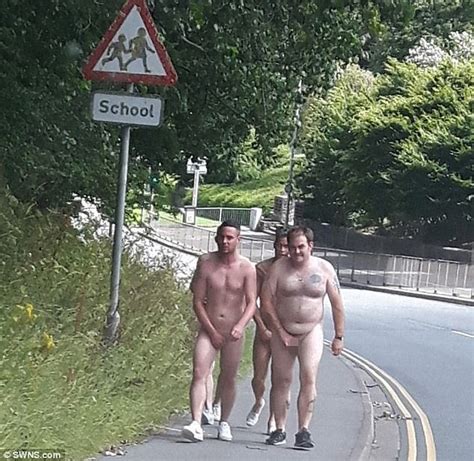 Four Men Walk Completely Naked Along A Road Near School Daily Mail Online