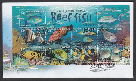 COCOS Islands 2023 REEF FISH 12 Minisheet Of 10 Stamps On FDC Marine