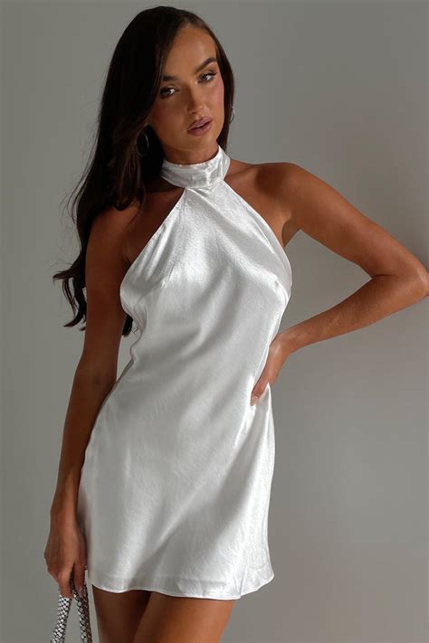 Cartia Bow Halter Micro Mini Dress - White - MESHKI U.S