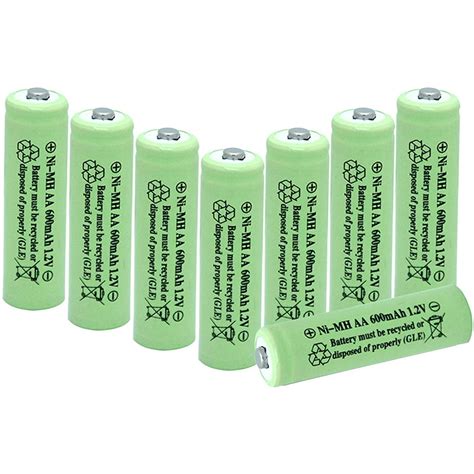 8 Pack Aa Batteries Ni Mh 600mah 12v Nimh Rechargeable Battery Set For