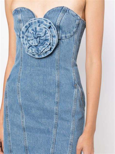 Magda Butrym Gathered Appliqu Denim Dress Farfetch