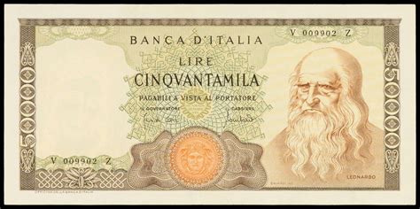 Italy Lire Banknote Leonardo Da Vinci World Banknotes