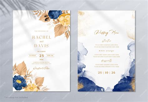 Premium Psd Elegant Watercolor And Dried Floral Wedding Invitation