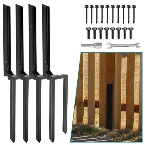 AXWHYS Fence Post Repair 4 Pack Fence Post Stake Double Ground Spike