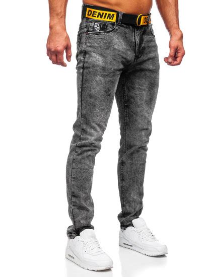 Czarne Spodnie Jeansowe M Skie Skinny Fit Z Paskiem Denley R S