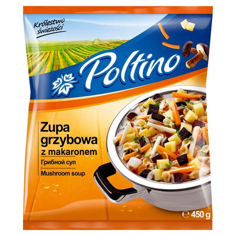 Poltino Zupa grzybowa z makaronem 450 g kalorie kJ i wartości