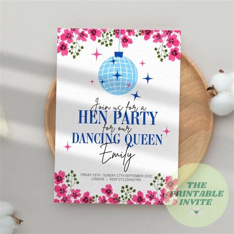 Mamma Mia Dancing Queen Hen Bachelorette Party Invitation Etsy In 2023 Invitations Digital