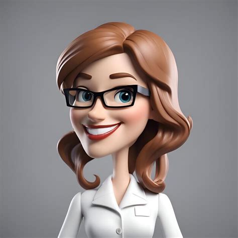 Premium Photo Young Business Woman Wearing Glasses And White Coat 3d