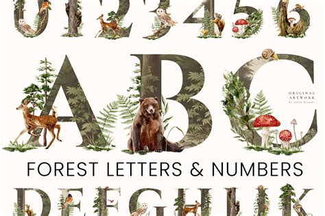 Watercolor Forest Alphabet Letters Graphic By Julia Dreams Creative