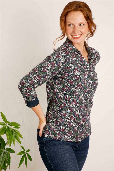 Ginny Organic Jersey Shirt Navy Weird Fish