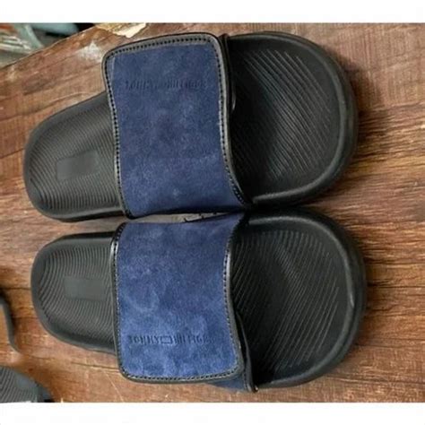 Plain Blue And Black Tommy Hilfiger Men Flip Flop Slipper Size 8