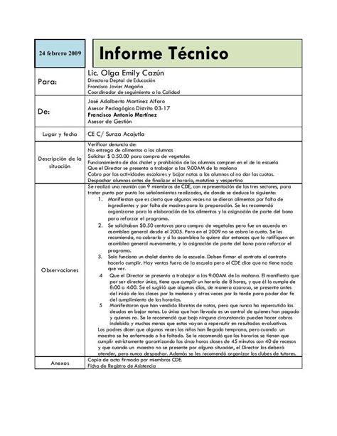 Ejemplos De Informe Tecnico Images