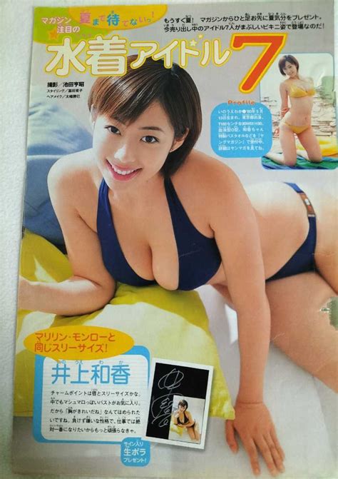 【やや傷や汚れあり】【週刊少年マガジン】水着グラビア写真切り抜き7p 井上和香 金田美香 伊織 橋本愛実（橋本マナミ）富田麻帆 夏川純 水谷