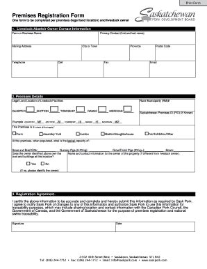 Fillable Online Premises Registration Form Sask Pork Fax Email Print