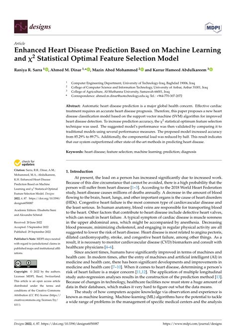 Pdf Enhanced Heart Disease Prediction Based On Machine Learning And