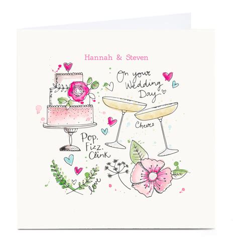 Buy Personalised Bev Hopwood Wedding Card Pop Fizz Clink For Gbp 3 29 Card Factory Uk