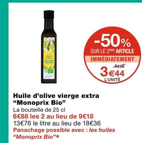 Promo Monoprix Bio Huile Dolive Vierge Extra Chez Monoprix