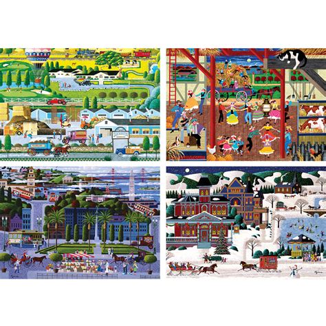 Set Of 4 Hometown 300 Large Piece Jigsaw Puzzles Spilsbury