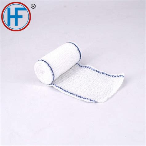 Disposable Medical Wound Dressing Red Blue Line Elastic Crepe Bandage