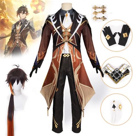 Cosplay Anime Genshin Impact Zhongli Morax Costumes Role Play Uniform Halloween Carnival Party