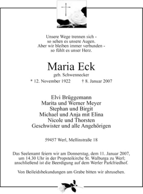 Traueranzeigen Von Maria Eck Trauer Merkur De