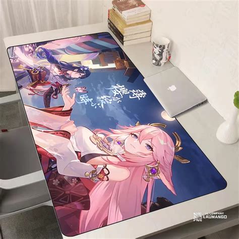 Genshin Impact Mouse Pad Yae Miko Gaming Accessories Desk Mat Pc Gamer