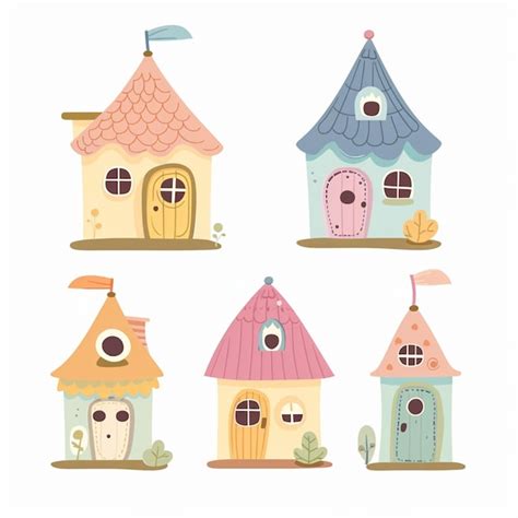 Hut Vector Set Simple And Minimalist D Premium Ai Generated Vector
