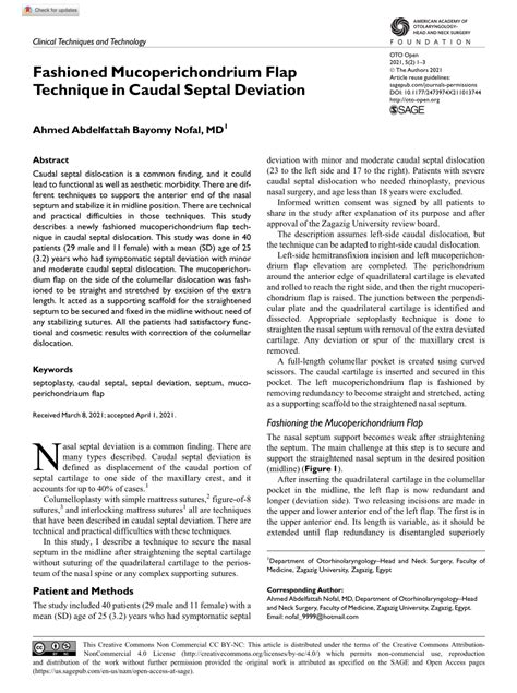 Pdf Fashioned Mucoperichondrium Flap Technique In Caudal Septal Deviation