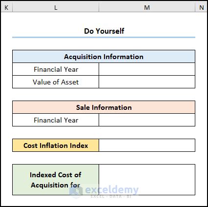 How to Construct Cost Inflation Index Calculator in Excel