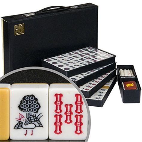 Japanese Riichi Mahjong Set With White Tiles Yellow Mountain Imports