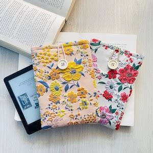 Embossed Flowers Kindle Sleeve Floral Kindle Paperwhite Pouch E