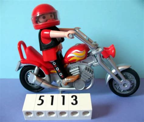 PLAYMOBIL MOTARD MOTO chopper rouge réf 5113 EUR 12 50 PicClick FR