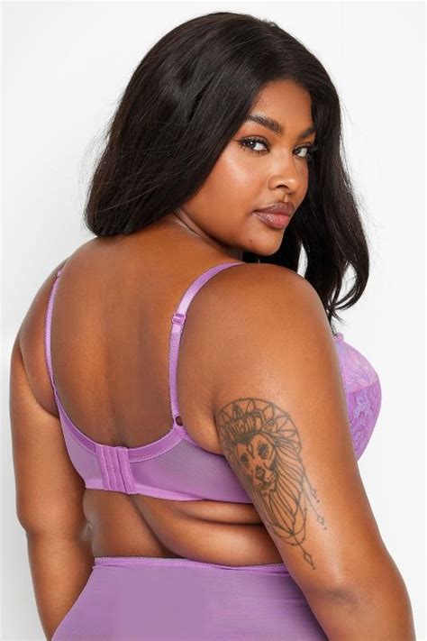 YOURS Plus Size Lilac Purple Lace Detail Padded Bra Yours Clothing